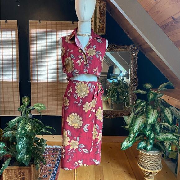 Floral Silk Skirt Set - Picture 1 of 10